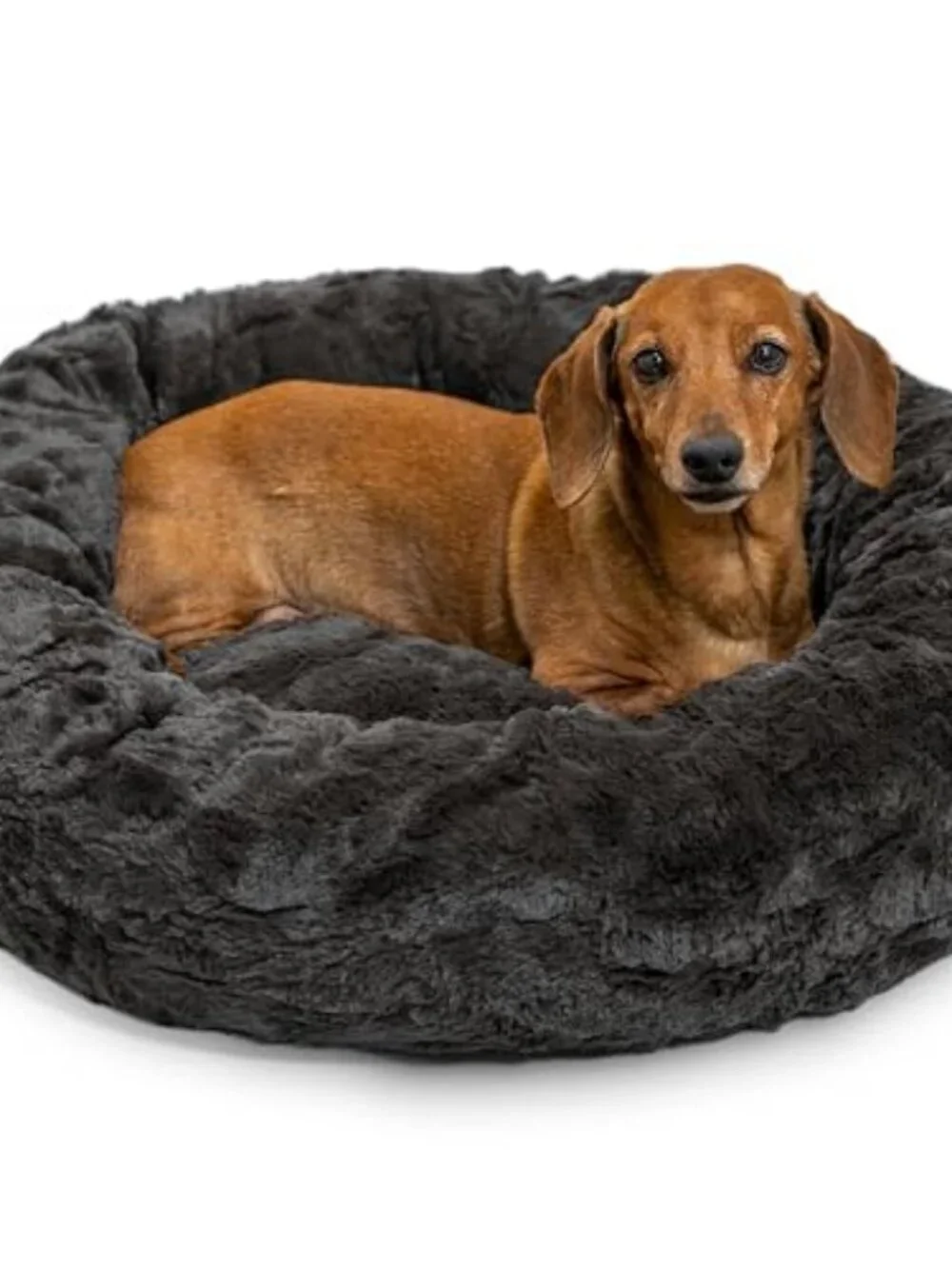 New The Original Calming Donut Dog Bed for Small Dogs up to 25 lbs, Lux Faux Fur